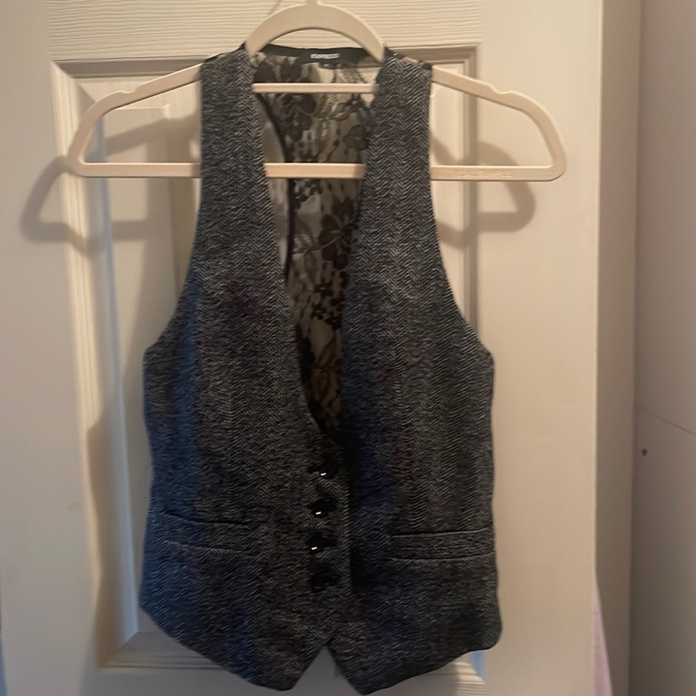 Express, lace-back, herringbone style, menswear vest